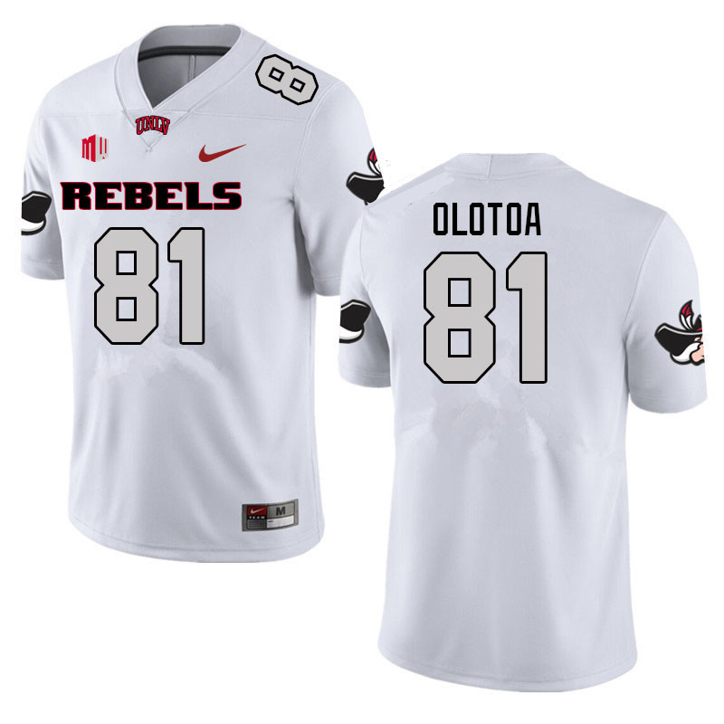 Men #81 Kue Olotoa UNLV Rebels College Football Jerseys Sale-White - Click Image to Close